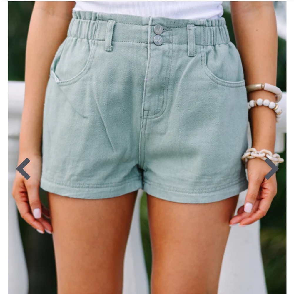 Light Blue Women's Paperbag Shorts